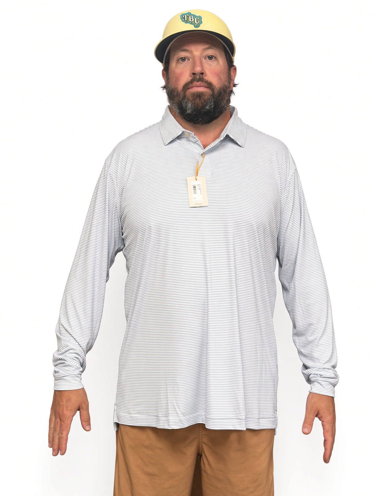 Peter Millar Featherweight Stripe Long-Sleeve Polo UPF Sun Protection